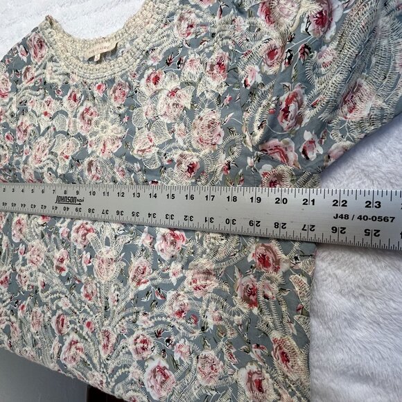 Solitaire Floral Embroidered Scallop Hem Tunic Blouse Women's Large Cottagecore - Picture 8 of 9